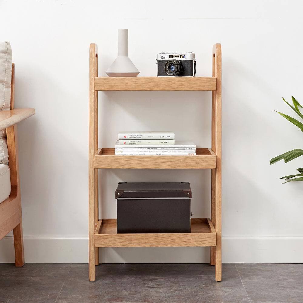 Tileon 17.72 in. W x 31.5 in. H x 12.6 in. D Beech 3-Tier Trapezoid Shelf in Yellow (2)