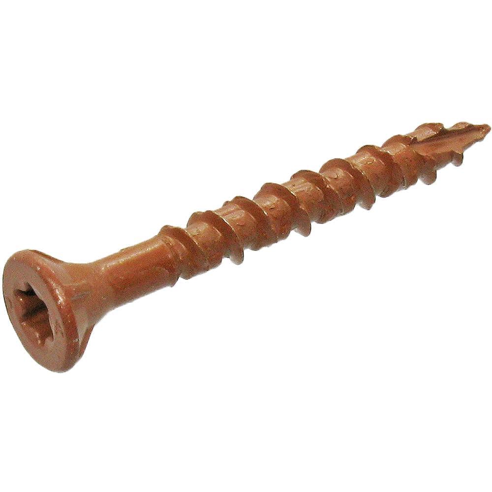 DECKMATE #8 x 1-5/8 in. Red Exterior Self-Starting Torx Flat-Head Wood Deck Screws (25 lb./1543-Piece) (2)