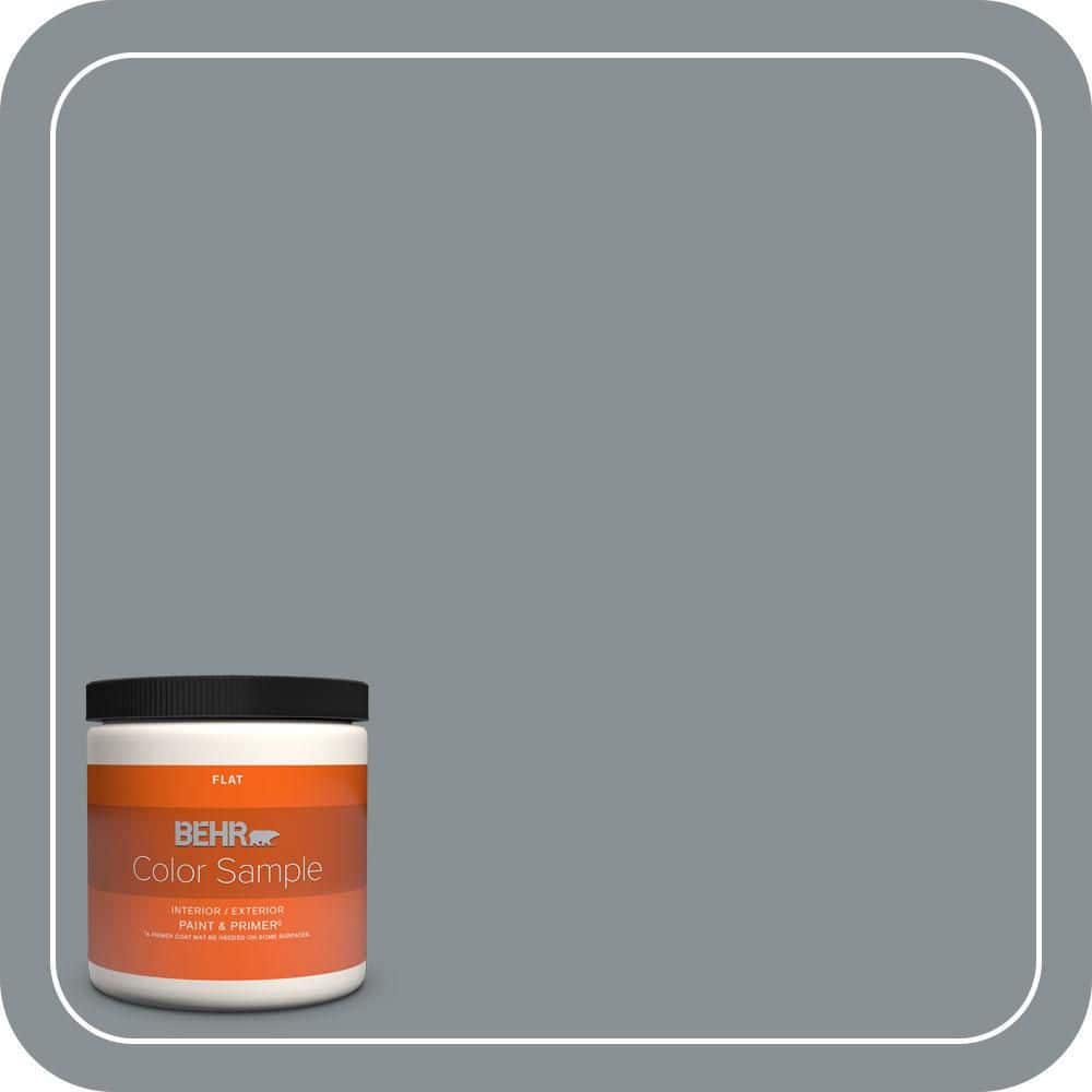BEHR PREMIUM PLUS 8 oz. #MQ5-29 Gotham Gray Flat Interior/Exterior Paint & Primer Color Sample