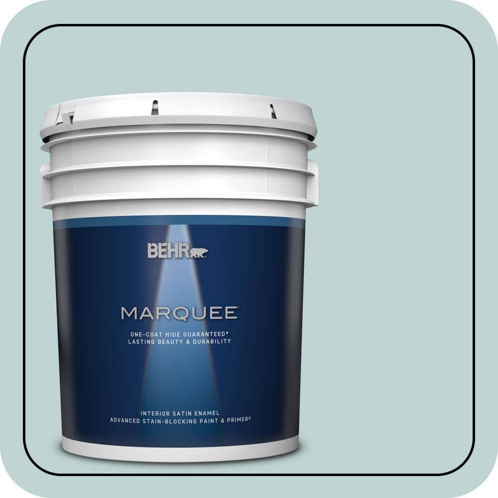 BEHR MARQUEE 5 gal. #500E-3 Rain Washed Satin Enamel Interior Paint & Primer