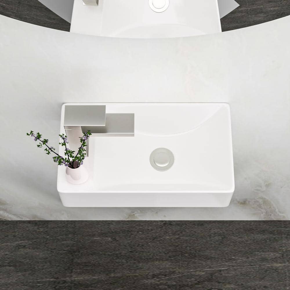 Anqtovp 8.69 in. White Ceramic Rectangle Wall Mount Bathroom Sink with Single Faucet Hole (3)