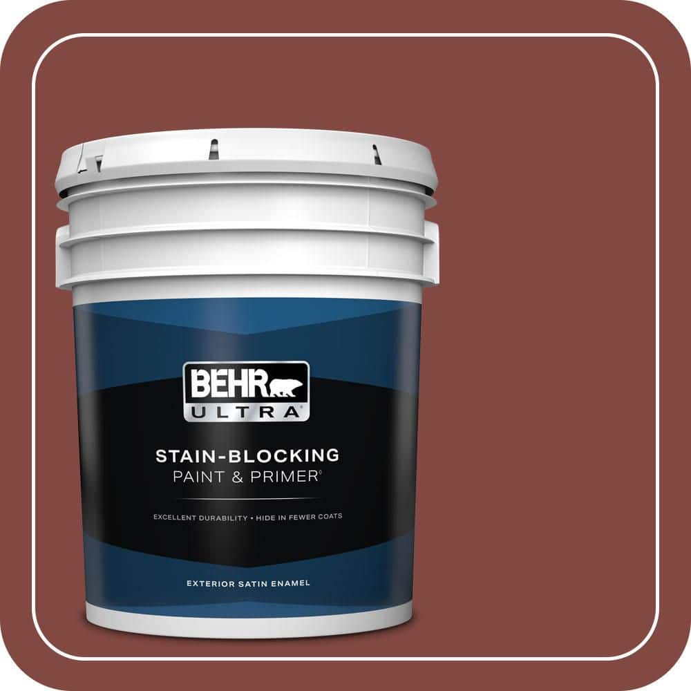 BEHR ULTRA 5 gal. #S140-7 Deco Red Satin Enamel Exterior Paint & Primer