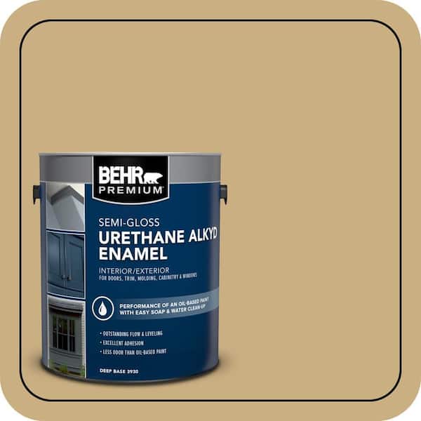 BEHR PREMIUM 1 gal. #S310-4 Perennial Gold Urethane Alkyd Semi-Gloss Enamel Interior/Exterior Paint (2)