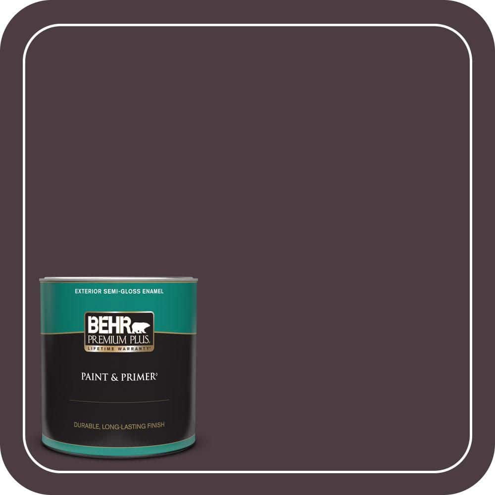 BEHR PREMIUM PLUS 1 qt. #T18-04 Nocturne Shade Semi-Gloss Enamel Exterior Paint & Primer