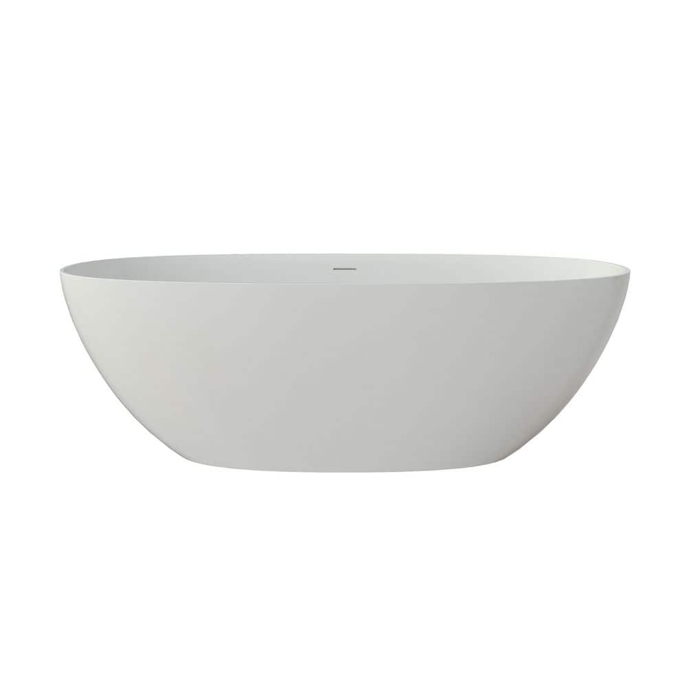 SJ STAR&JANE 67 in. x 30 in. Solid Surface Freestanding Soaking Bathtub in Matte White