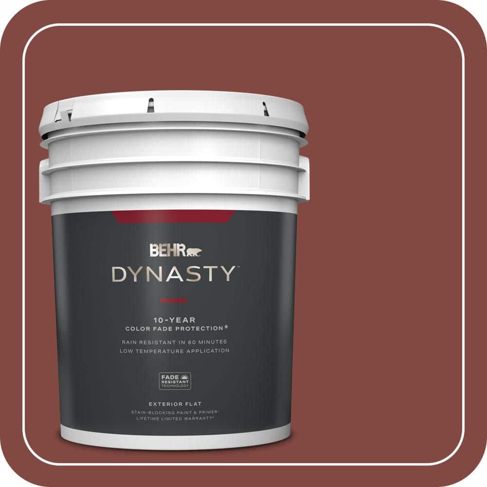 BEHR DYNASTY 5 gal. #S140-7 Deco Red Flat Exterior Stain-Blocking Paint & Primer