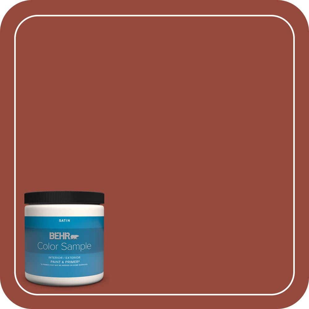 BEHR PREMIUM PLUS 8 oz. #MQ1-24 Smokin Hot Satin Enamel Interior/Exterior Paint & Primer Color Sample