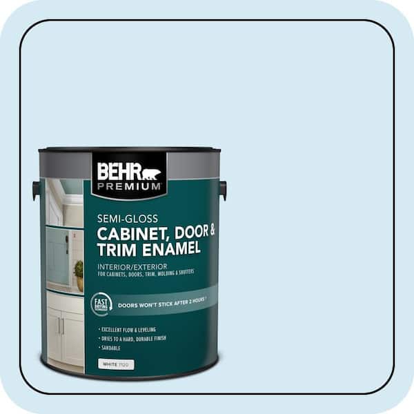 BEHR PREMIUM 1 gal. #P500-1 Spacious Skies Semi-Gloss Enamel Interior/Exterior Cabinet, Door & Trim Paint (2)