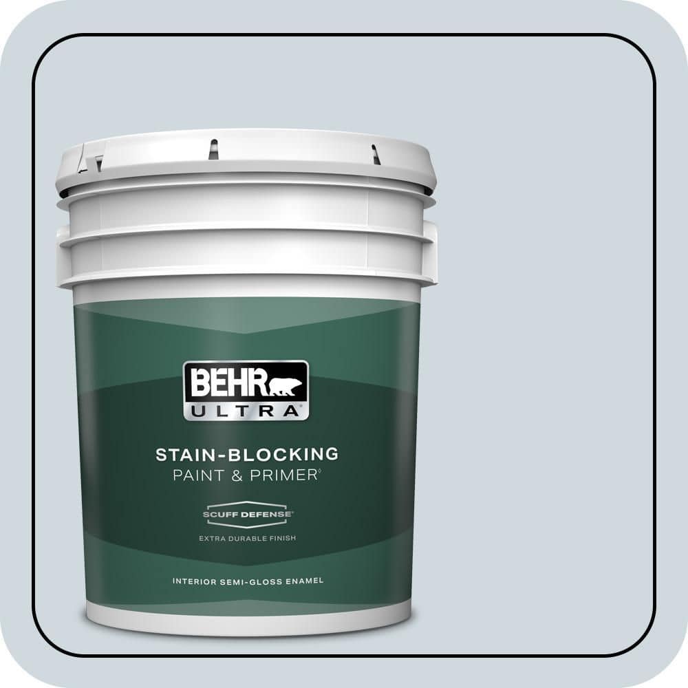 BEHR ULTRA 5 gal. #MQ3-57 Siberian Ice Extra Durable Semi-Gloss Enamel Interior Paint & Primer