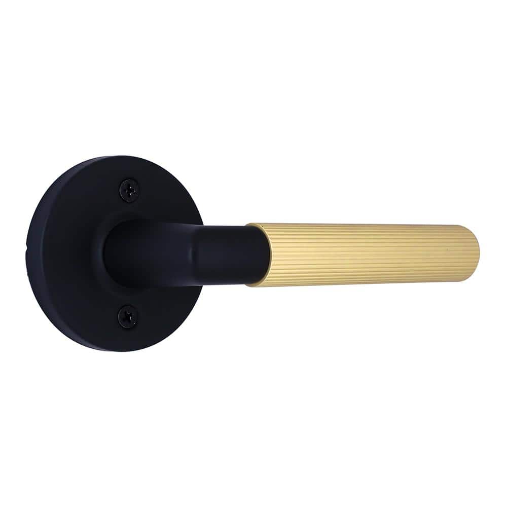 Home Decorators Collection Downing Matte Black/Brushed Gold Dummy Ribbed Door Handle (1)