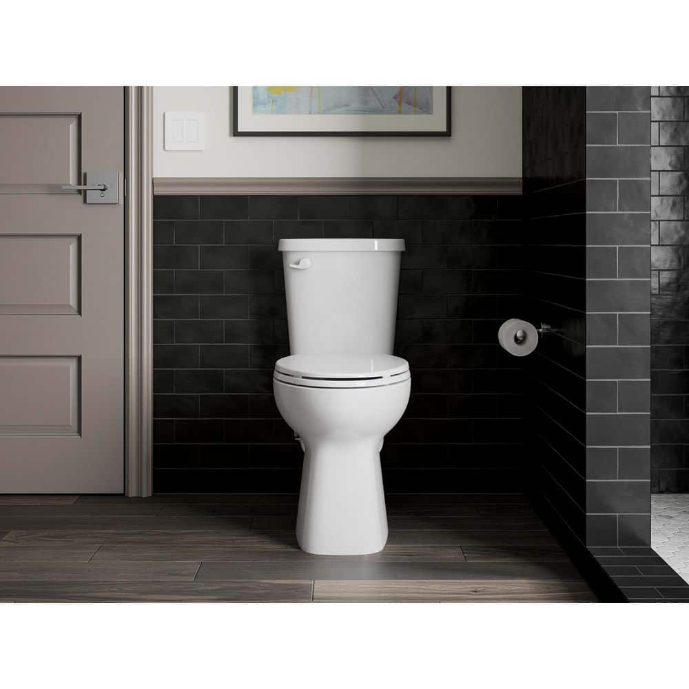KOHLER Valton 12 in. Rough-in Elongated Chair Height Toilet Bowl Only in White, Seat Not Included (1)