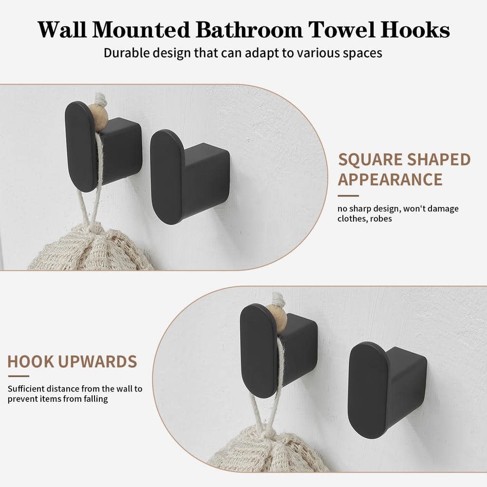 BWE 5-Piece Bath Hardware Set with Towel Bar Towel Hook Toilet Paper Holder (2)