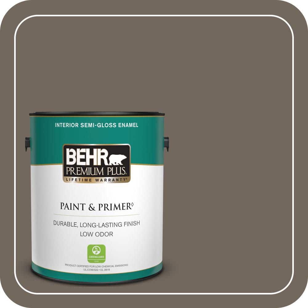BEHR PREMIUM PLUS 1 gal. #T16-20 Opus Semi-Gloss Enamel Low Odor Interior Paint & Primer