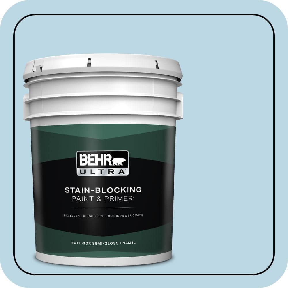 BEHR ULTRA 5 gal. #S490-2 Glacial Stream Semi-Gloss Enamel Exterior Paint & Primer