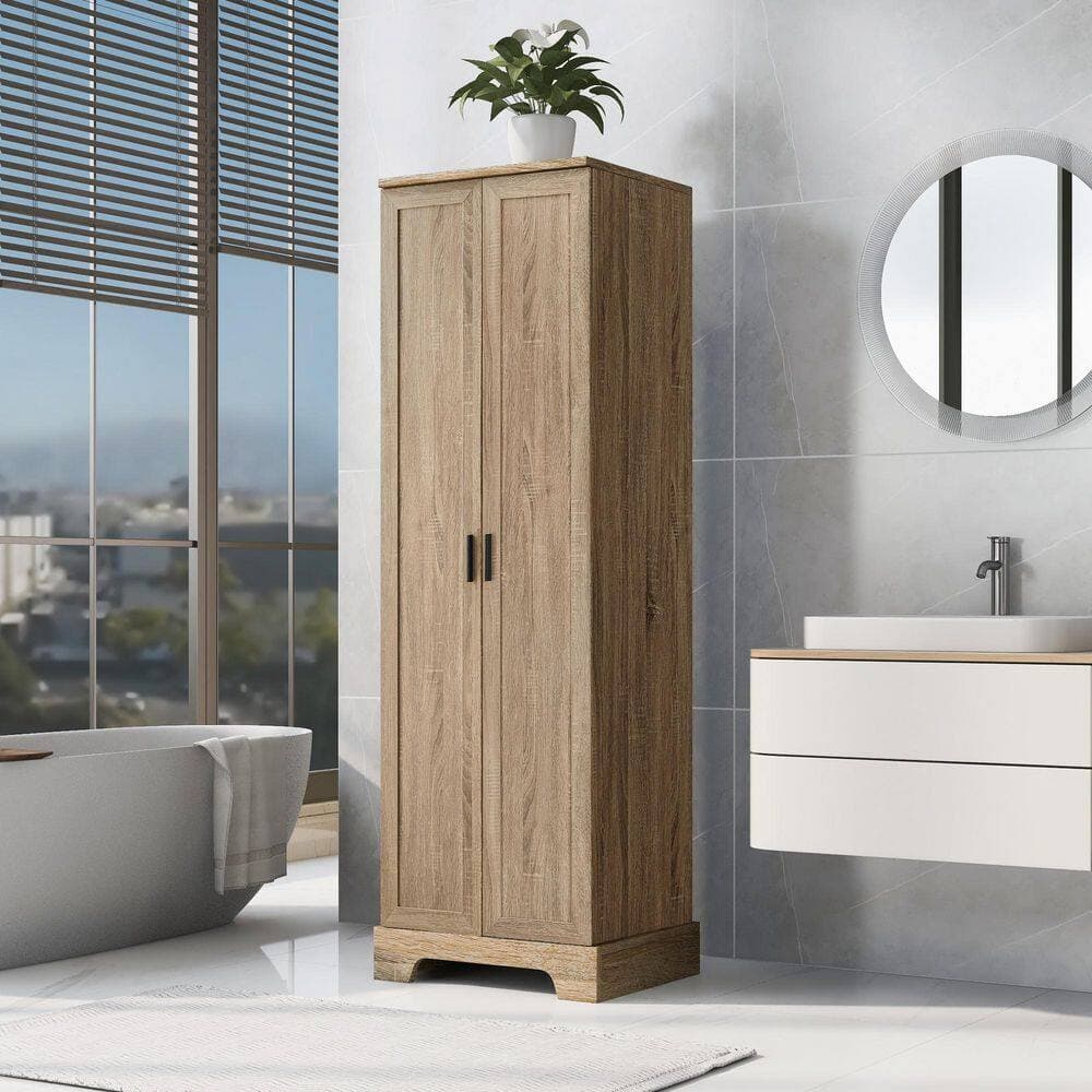 Boosicavelly 23.3 in. W x 16.9 in. D x 71.2 in. H Brown Linen Cabinet (2)