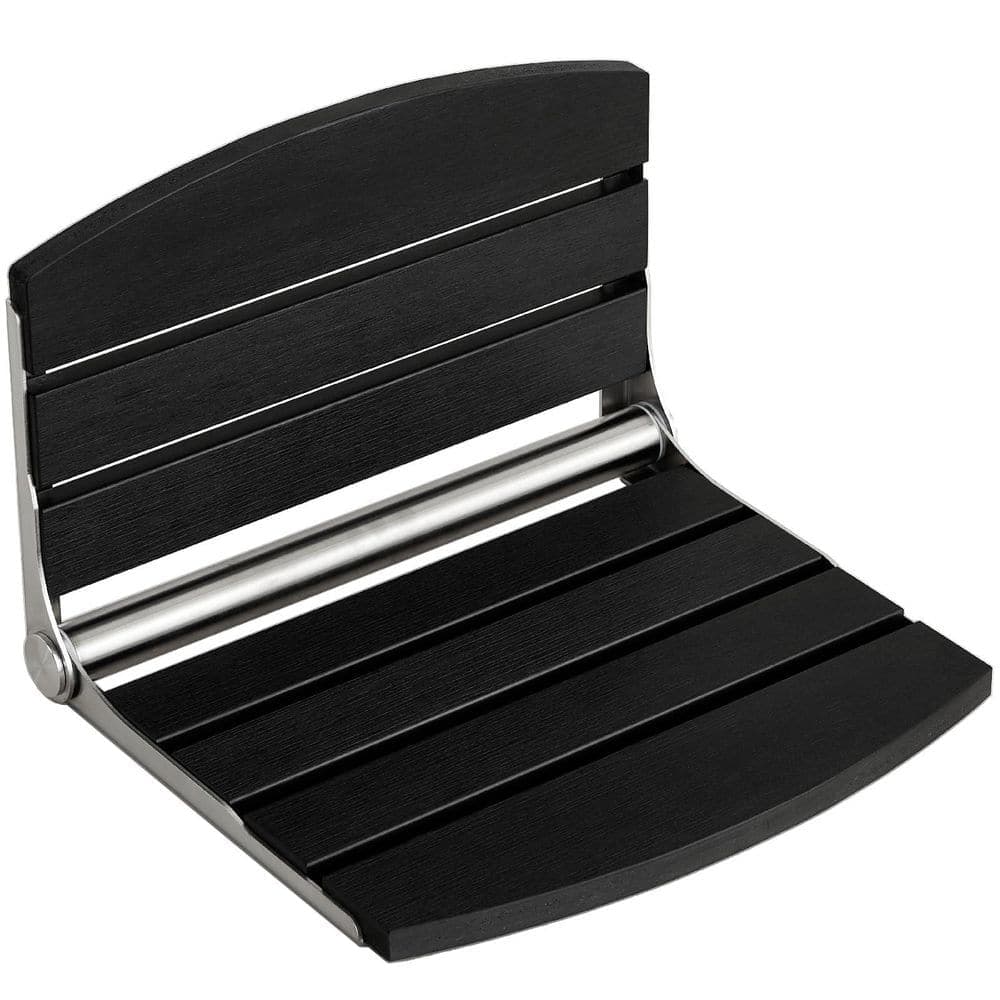 Numhew 17.5 in. Foldable Stainless Steel Shower Seat in Black for Inside Shower, Home Care, HDPS Shower Seat, Wall Mounted (1)