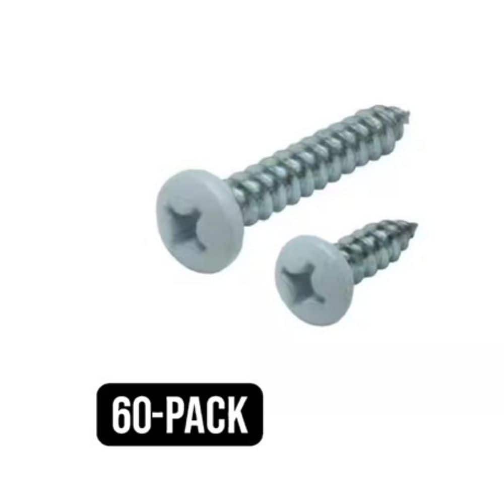 Everbilt #14 x 1-1/2 in. and #12 x 3/4 in. White Heavy Duty Shelf Bracket Screw Kit (60-Pack)