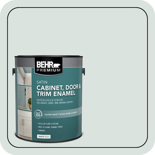 BEHR PREMIUM 1 gal. #N430-1 Mountain Peak White Satin Enamel Interior/Exterior Cabinet, Door & Trim Paint (2)