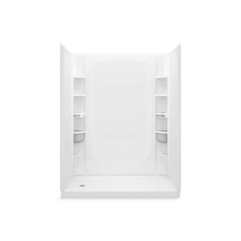 Sterling STORE+ 32 in. W x 75.875 in. H 2-Piece Direct-to-Stud Alcove Shower End Wall Set in White