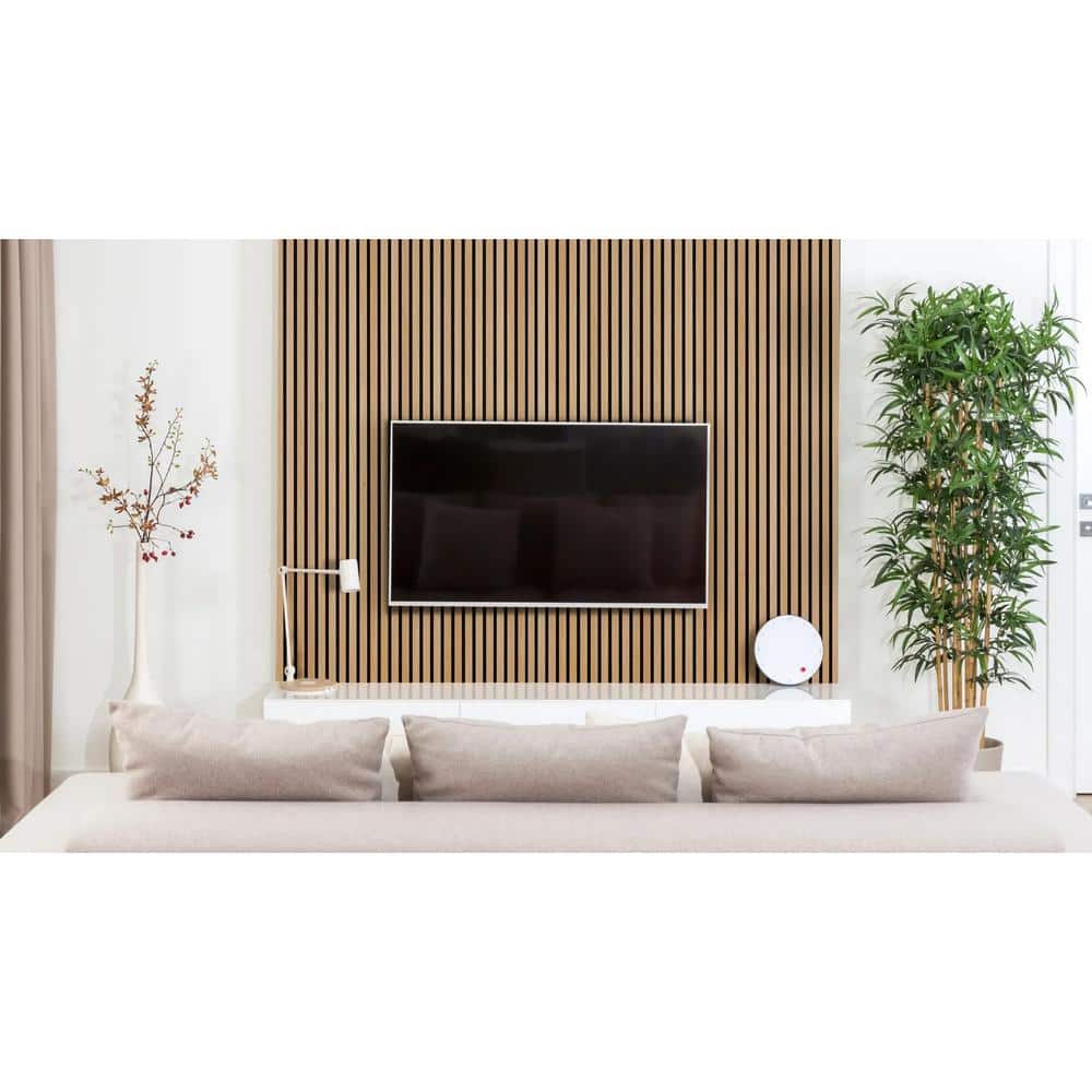 Ejoy 94.5 in. x 12.6 in x 0.8 in. Acoustic Vinyl Wall Cladding Siding Board in Light Cold Oak Color (Set of 2 Piece) (2)