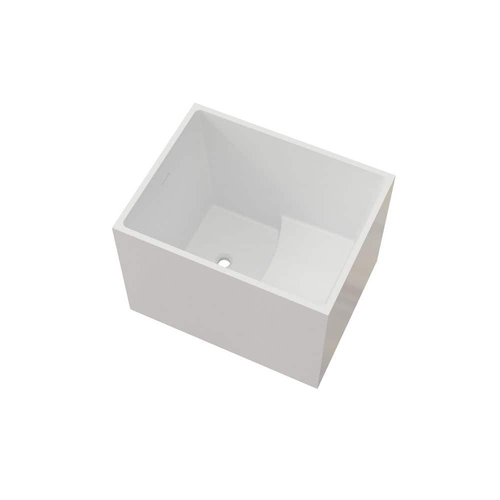 LIVACA 35.43 in. x 27.55 in. Freestanding Soaking Bathtub with Built-in Seat in Gloss White durable construction (3)