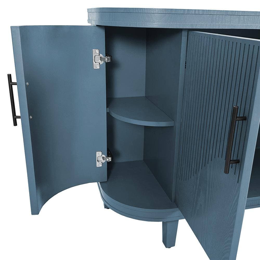 COWLOWN 47.24 in. W x 15.75 in. D x 32.28 in. H Blue Linen Cabinet with 4 Doors and Adjustable Interior Shelves (3)
