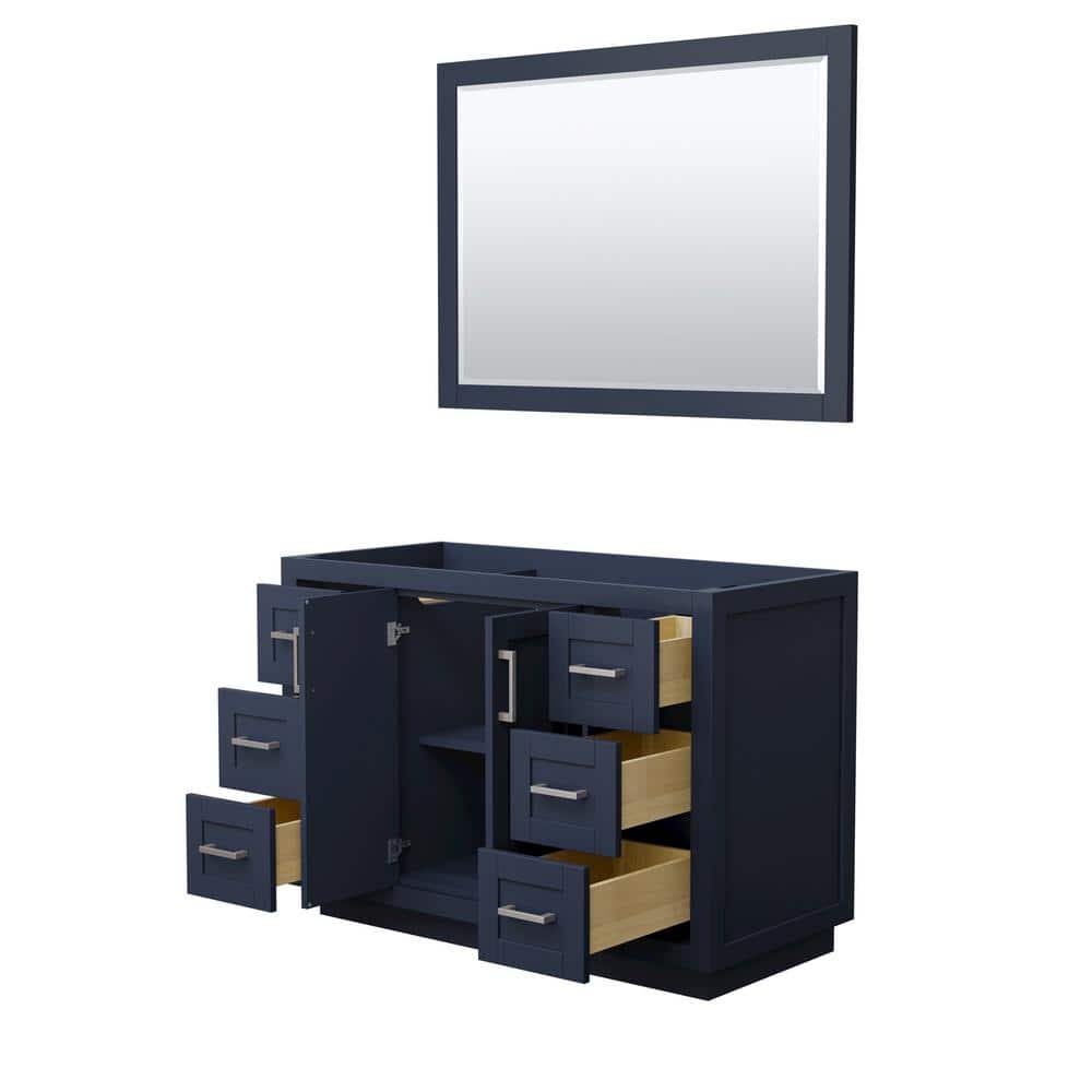 Wyndham Collection Miranda 47.25 in. W x 21.75 in. D Single Bath Vanity Cabinet Only with Mirror in Dark Blue (2)