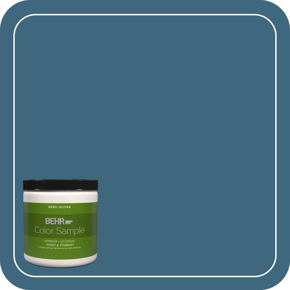 BEHR PREMIUM PLUS 8 oz. #MQ5-61 Ocean Storm Semi-Gloss Interior/Exterior Paint & Primer Color Sample