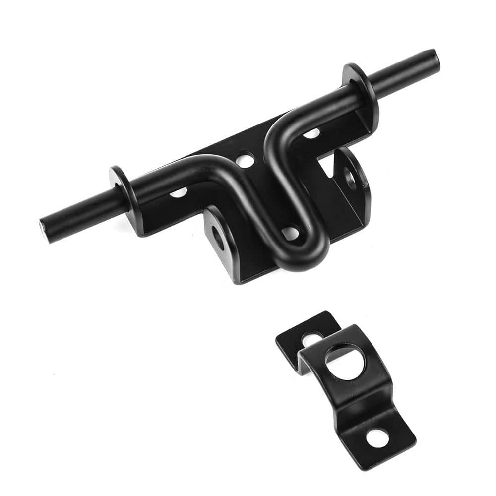 Unbranded Heavy Duty Slide Bolt Gate Latch with Padlock Hole for Wooden Fence Shed Vinyl Doors Anti-Rust Steel Black (1)