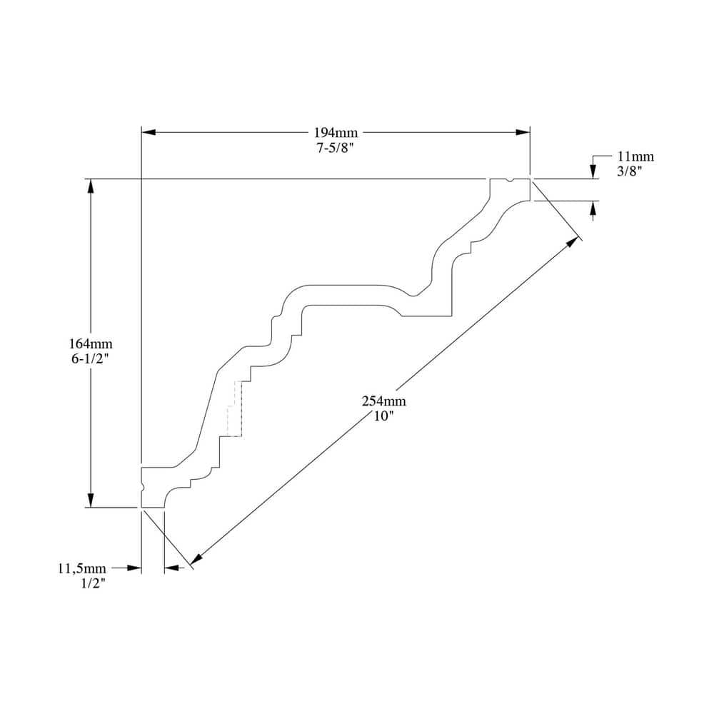 ORAC DECOR 6-1/2 in. x 7-5/8 in. x 78-3/4 in. Dentil Primed White High Density Polyurethane Crown Moulding (2)