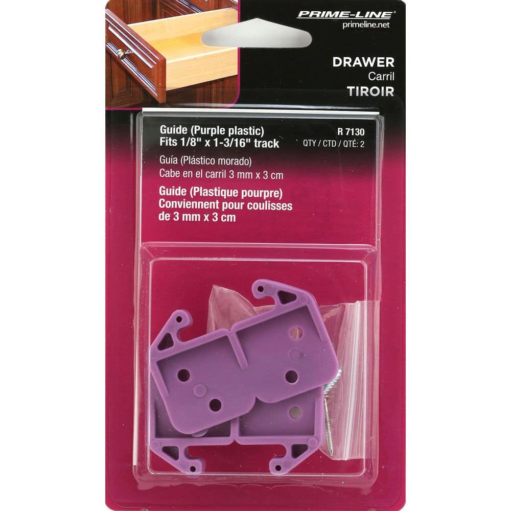 Prime-Line 3/32 in. x 1-3/16 in., Purple Drawer Guide Kit (3)