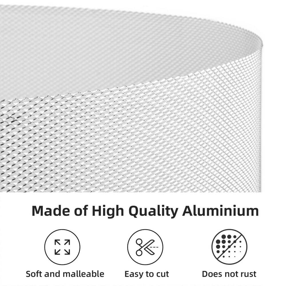 NVNOO 16 in. x 47 in. Aluminum Rhombic Hole Car Pickup Truck Grill Rebar Mesh, Silver (3)