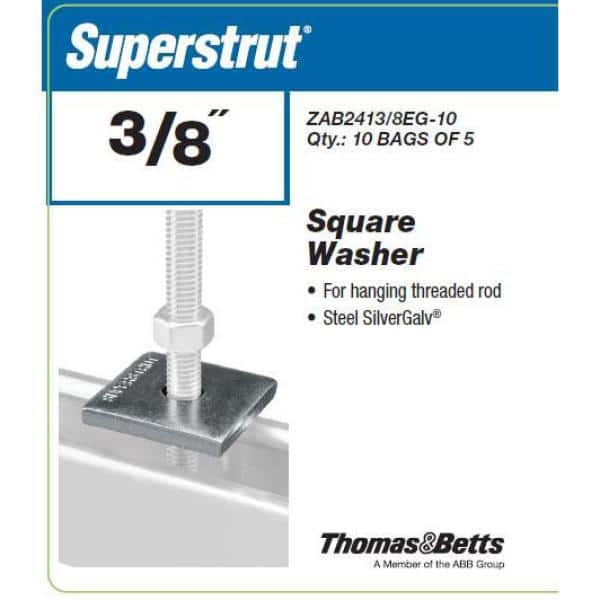 Superstrut 3/8 in. Square Strut Washer Silver Galvanized (5-Pack) (ZAB2413/8EG-10) (2)