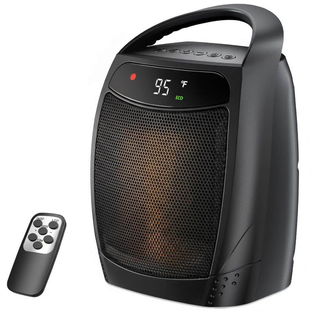Unbranded 1500-Watt 5 in. White Indoor Electric Portable PTC Ceramic Space Heater w/ Remote, ECO Mode, Timer Convection/Radiant (1)