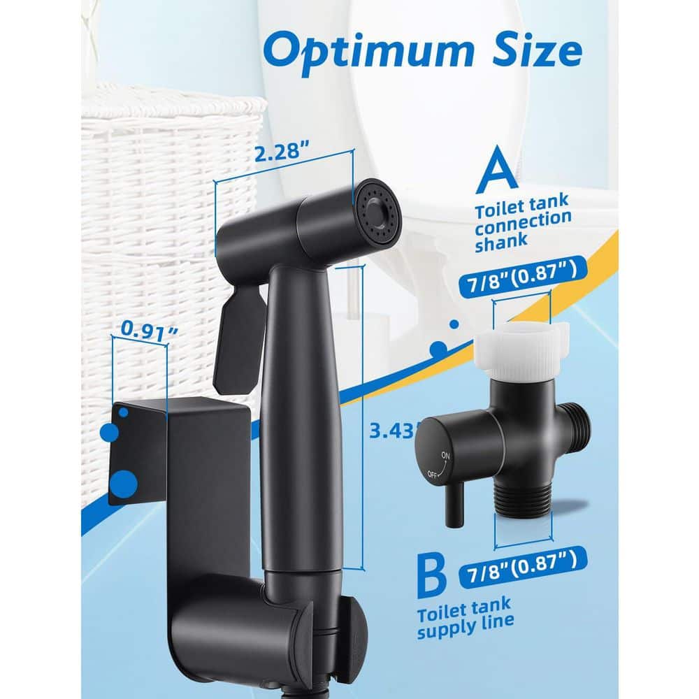 Anqtovp Handheld Bidet Sprayer Attachment for Toilet with Leak-Free Hose, 2 Water Modes, Matte Black (2)