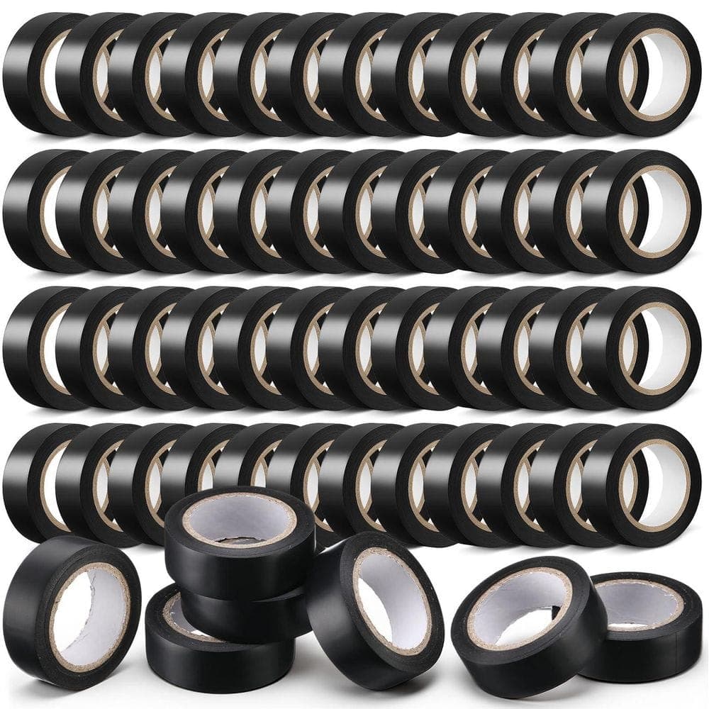BIBIVIS 100-Pack Black 0.7 in. x 30 ft. Electrical Tape, Waterproof PVC Electric High Temp Vinyl Insulation Tape