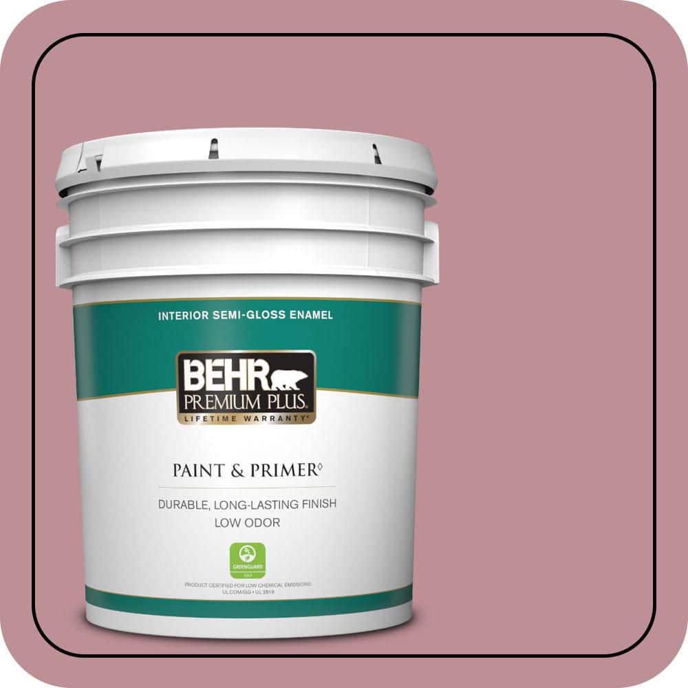 BEHR PREMIUM PLUS 5 gal. #S130-4 Cherry Juice Semi-Gloss Enamel Low Odor Interior Paint & Primer