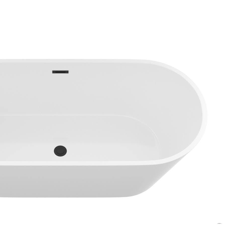 Timussi 67 in. x 31.5 in. Acrylic Freestanding Soaking Bathtub in Glossy White with Black Center Drain (3)