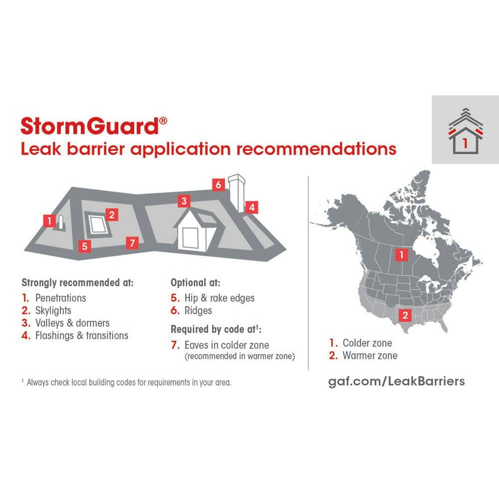 GAF StormGuard 200 sq. ft. Synthetic Patterned-Surface Peel and Stick Roof Leak Barrier Roll (3)