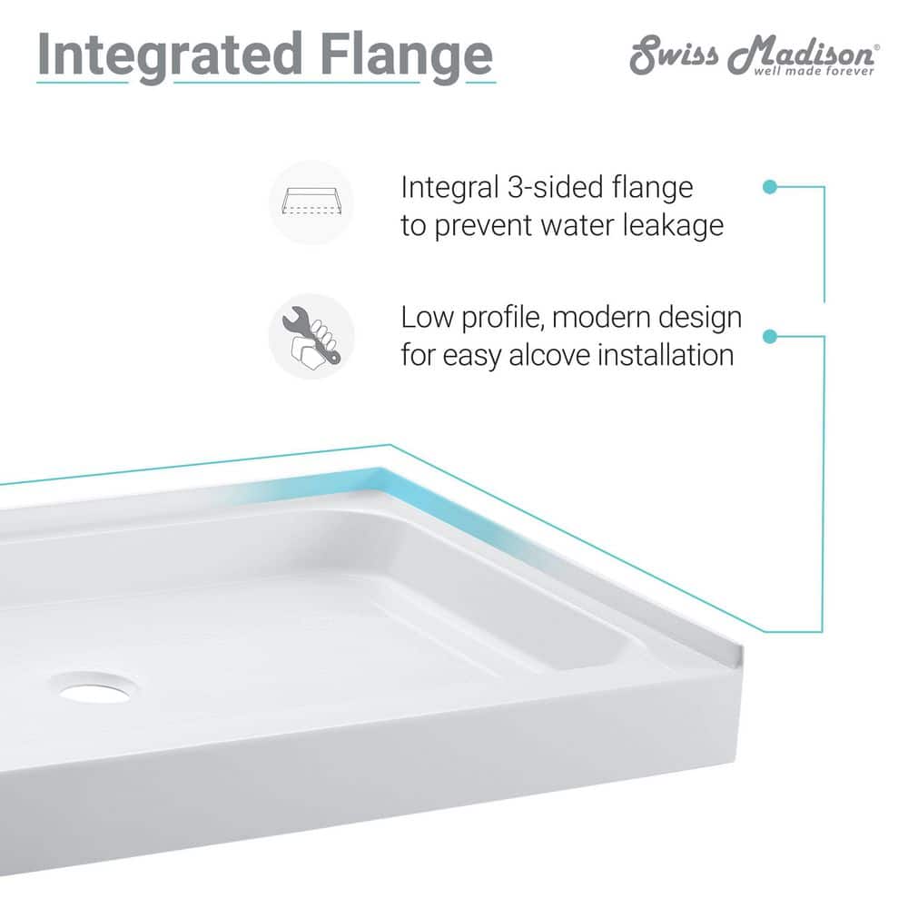 Swiss Madison Voltaire 42 in. 42. in Single Threshold Square Shower Base (4)