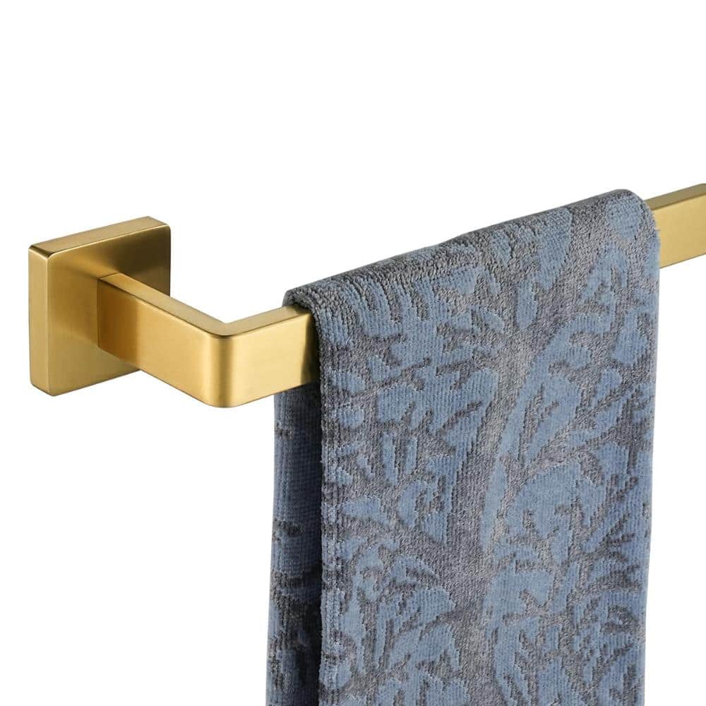 Unbranded 24 in. Wall Mount Rounded Safety Edge Premium SUS304 Stainless Steel Bathroom Towel Bar in Brushed Gold (1)