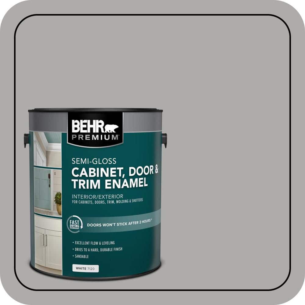 BEHR PREMIUM 1 gal. #MS-81 Crater Gray Semi-Gloss Enamel Interior/Exterior Cabinet, Door & Trim Paint