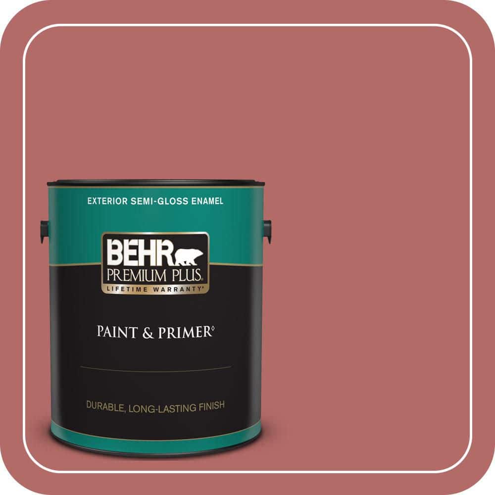 BEHR PREMIUM PLUS 1 gal. #PMD-12 Desert Rose Semi-Gloss Enamel Exterior Paint & Primer