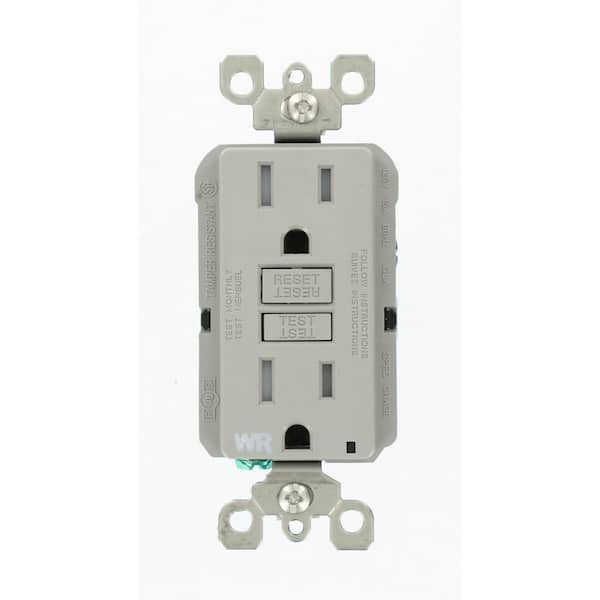 Leviton 15 Amp 125-Volt Duplex Self-Test Tamper Resistant/Weather Resistant GFCI Outlet, Gray GFWT1-KGY (2)