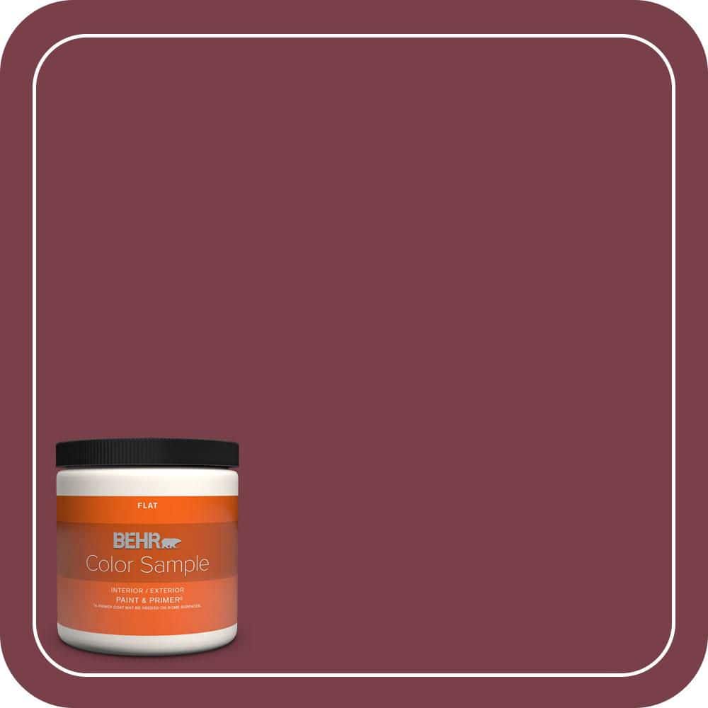 BEHR PREMIUM PLUS 8 oz. #S-H-110 Wine Tasting Flat Interior/Exterior Paint & Primer Color Sample (1)