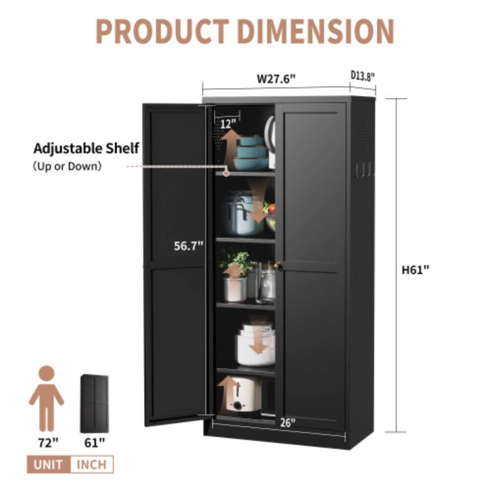 Unbranded 27.56 in. W x 13.78 in. D x 61.03 in. H Bathroom Black Linen Cabinet (2)