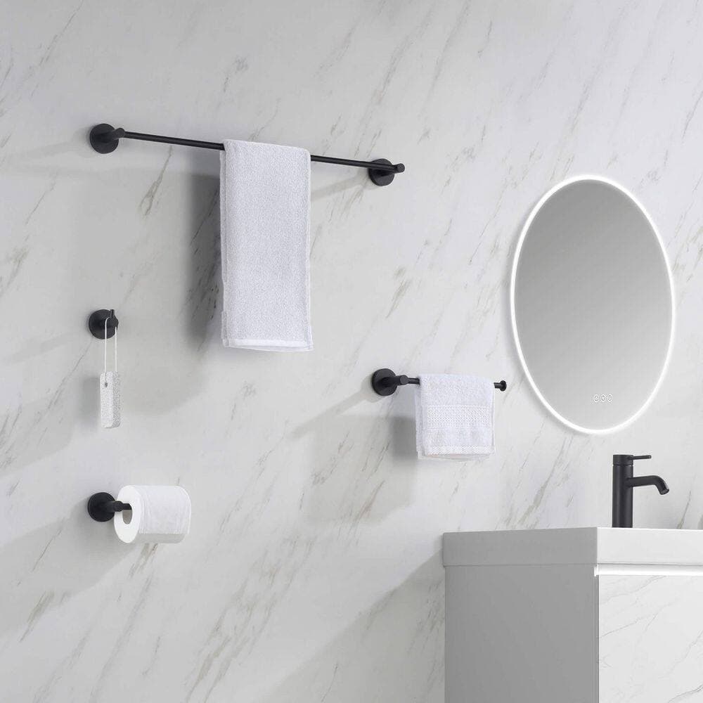 KIBI Bathroom Accessories 5-Piece Bathroom Hardware Set with Towel Bar/Rack Toilet Paper Holder (2)