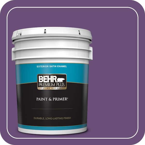 BEHR PREMIUM PLUS 5 gal. #660B-7 Exotic Purple Satin Enamel Exterior Paint & Primer (2)