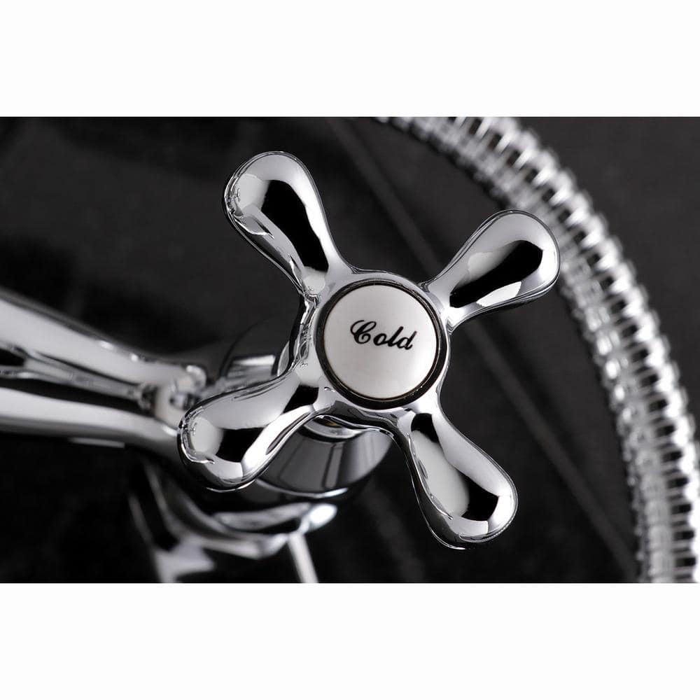 Kingston Brass Wall-Mount Adjustable Centers 3-Handle Claw Foot Tub Faucet with Hand Shower in Chrome (2)