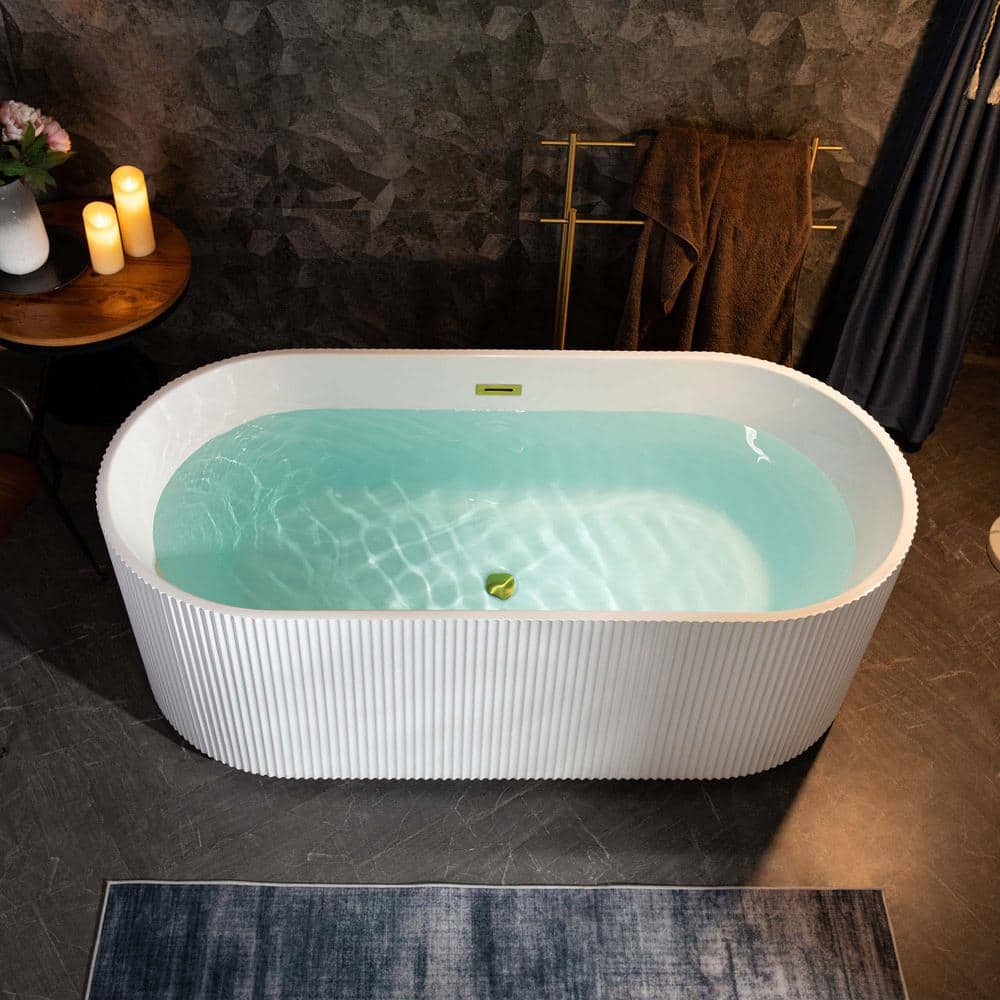 WOODBRIDGE 31.5 in. Acrylic Flat Bottom Soaking Bathtub Center Drain and Overflow (3)